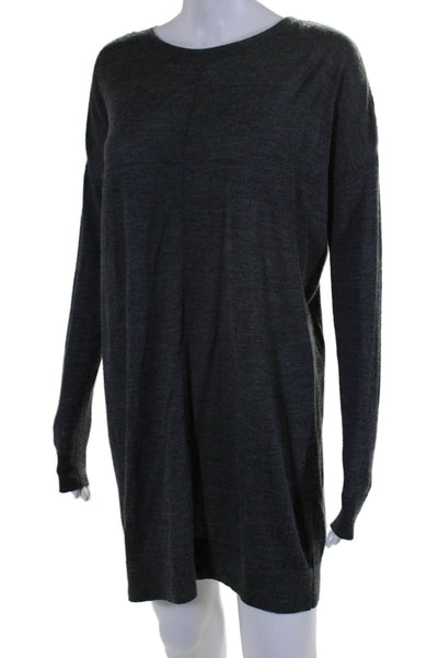 Allsaints Womens Gray Merino Wool Zip Detail Long Sleeve Sweater Dress Size S