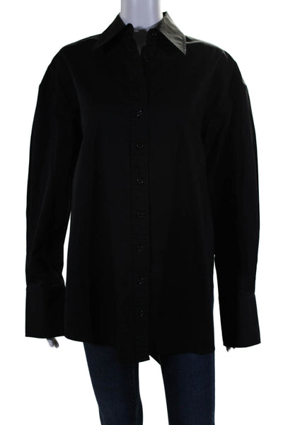 Ser.O.Ya Womens Cotton Backless Collared Button Down Shirt Black Size XS