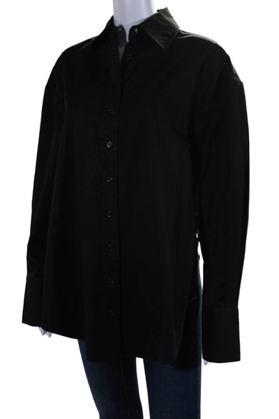 Ser.O.Ya Womens Cotton Backless Collared Button Down Shirt Black Size XS