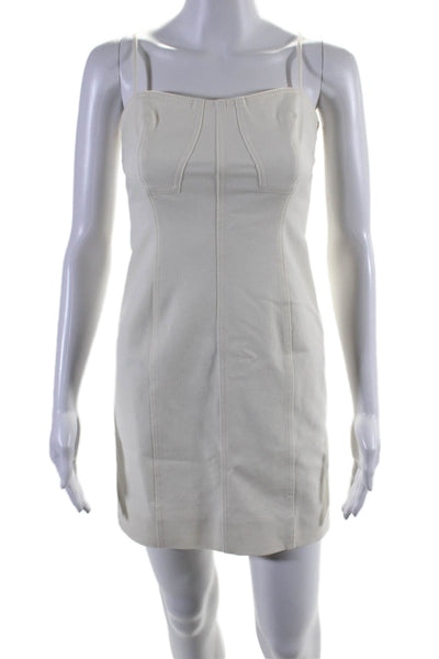 10 Crosby Derek Lam Womens Cotton Sleeveless Zip Up Mini Dress Cream Size 0