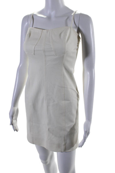 10 Crosby Derek Lam Womens Cotton Sleeveless Zip Up Mini Dress Cream Size 0