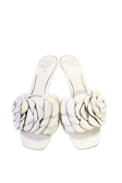 Valentino Garavani x Atelier Womens White Floral Detail Heels Mules Shoes Size 6