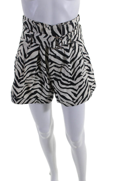 Marissa Webb Womens Cotton White Zebra Belt High Rise Mini Shorts Size 2