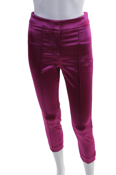 Veronica Beard Womens Metallic Fuschia High Rise Pleated Straight Pants Size 00