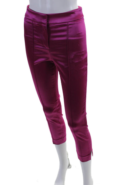 Veronica Beard Womens Metallic Fuschia High Rise Pleated Straight Pants Size 00