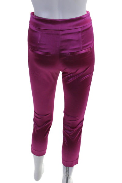 Veronica Beard Womens Metallic Fuschia High Rise Pleated Straight Pants Size 00