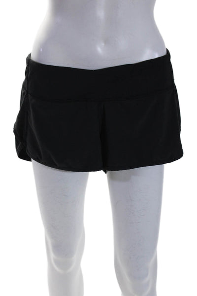 Lululemon Womens Elastic Waist Slip-On Athletic Mini Shorts Black Size M