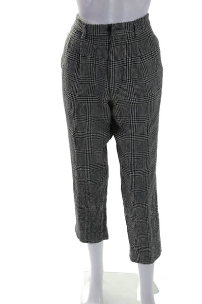 Valentino Couture Womens Gray Plaid High Rise Straight Leg Pants Size 30