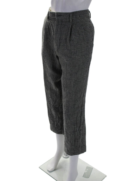 Valentino Couture Womens Gray Plaid High Rise Straight Leg Pants Size 30