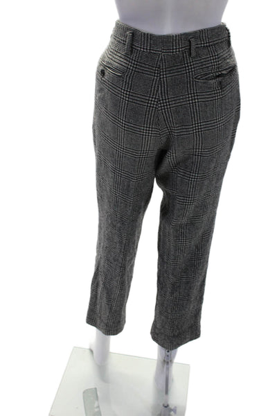 Valentino Couture Womens Gray Plaid High Rise Straight Leg Pants Size 30