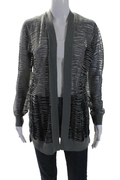 Allsaints Womens Sheer Animal Print Long Sleeve Open Front Cardigan Gray Size M