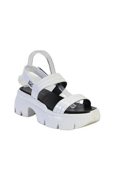 Giuseppe Zanotti Womens Hook Pile Tape Open Platform Sandals White Size EUR 41