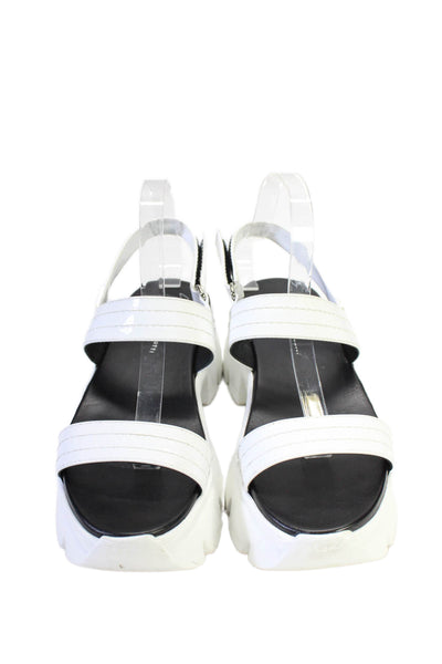 Giuseppe Zanotti Womens Hook Pile Tape Open Platform Sandals White Size EUR 41