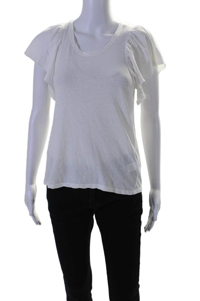 ALC Womens Short Sleeve Scoop Neck Tee Shirt Bone White Cotton Size Small