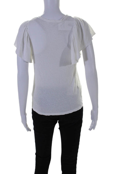 ALC Womens Short Sleeve Scoop Neck Tee Shirt Bone White Cotton Size Small