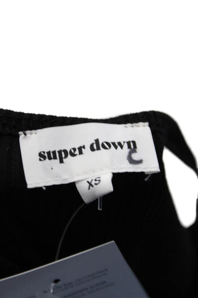 Superdown Womens Sleeveless Square Neck Ribbed Knit Top Black Size Extra Small