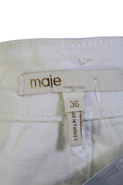 Maje Womens Button Fly Belted High Rise Cuffed Short Shorts White Size FR 36