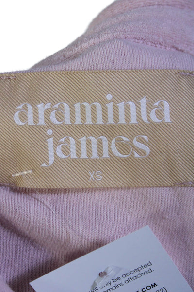 Araminta James Womens Short Sleeve Collared Terry Romper Pink Cotton Size XS