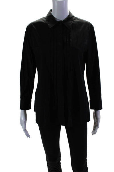 Theory Womens Long Sleeves Button Down Maylis Shirt Black Size Extra Large