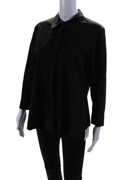 Theory Womens Long Sleeves Button Down Maylis Shirt Black Size Extra Large