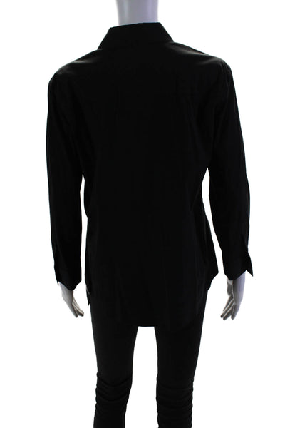 Theory Womens Long Sleeves Button Down Maylis Shirt Black Size Extra Large