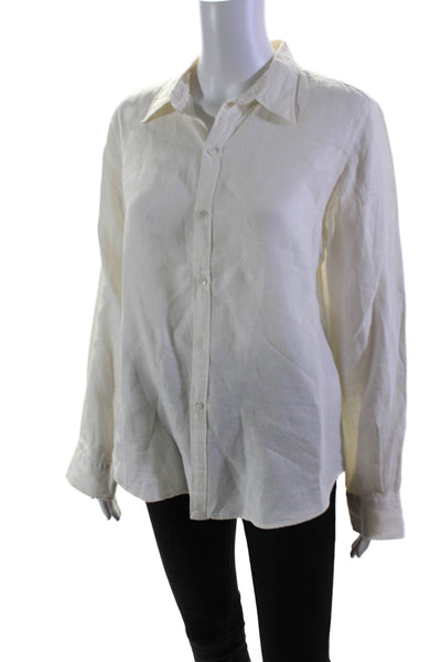 Ralph Lauren Sport Womens Linen Long Sleeves Button Down Shirt White Size 14