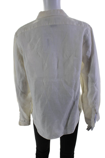 Ralph Lauren Sport Womens Linen Long Sleeves Button Down Shirt White Size 14