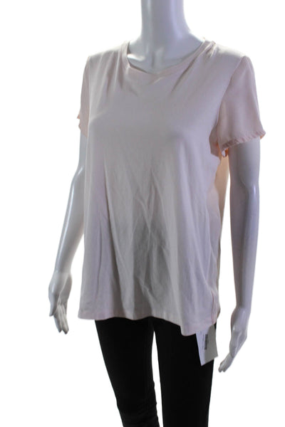 Theory Womens Silk Blend Short Sleeves Rodiona Blouse Ballet Pink Size Large