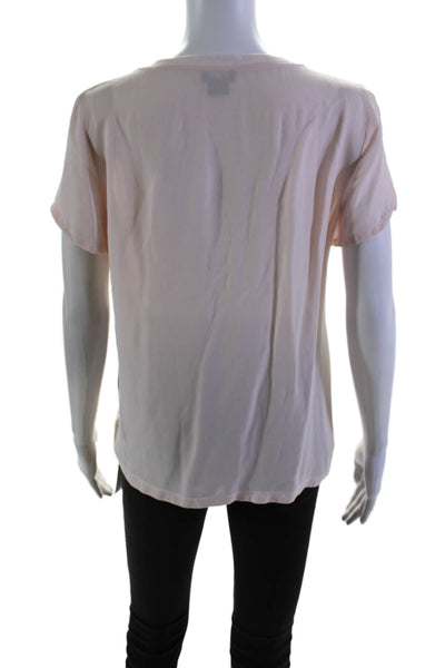 Theory Womens Silk Blend Short Sleeves Rodiona Blouse Ballet Pink Size Large