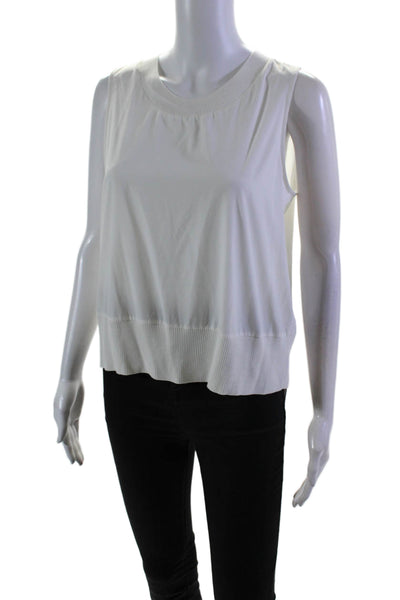 Athleta Womens Ribbed Trim Sleeveless Pullover Tank Top White Size Medium