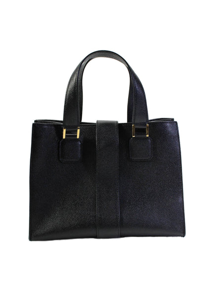 Mark Cross Womens Double Handle Logo Pushlock Livingston Tote Handbag Black