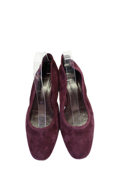 Theory Womens Suede Slide On Round Toe Ballet Flats Mulberry Purple Size 39 9