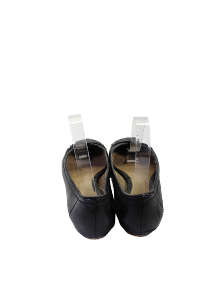 Chloe Womens Leather Slide On Stitching Round Toe Ballet Flats Black Size 38 8