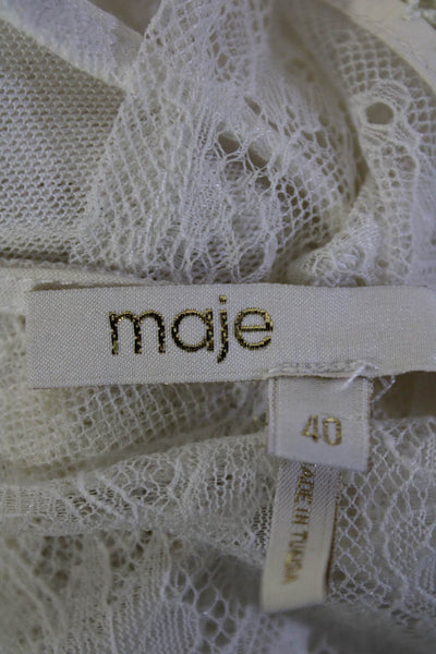 Maje Womens Laced Short Sleeve Romper White Size Small