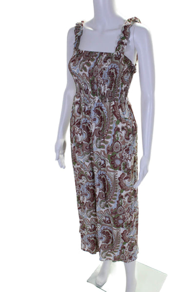Wilfred Womens Sleeveless Square Neck Wide Leg Jumpsuit Multicolor Size Small