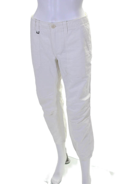 Zadig & Voltaire Womens Straight Leg Front Zip Pants White Size 36