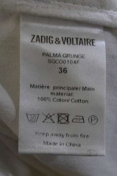 Zadig & Voltaire Womens Straight Leg Front Zip Pants White Size 36