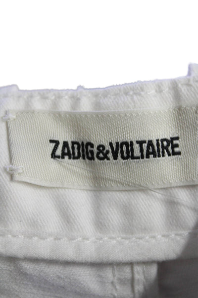 Zadig & Voltaire Womens Straight Leg Front Zip Pants White Size 36