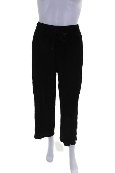 Tiare Hawaii Womens High Rise Drawstring Side Slit Pants Black One Size