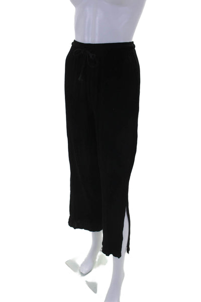 Tiare Hawaii Womens High Rise Drawstring Side Slit Pants Black One Size