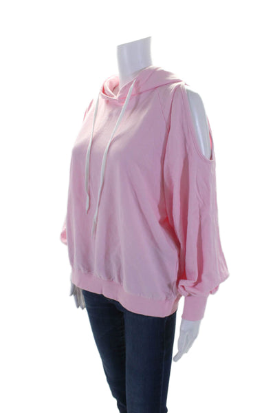 Storets Womens Pullover Oversized Drawstring Hoodie Sweater Pink Cotton Small