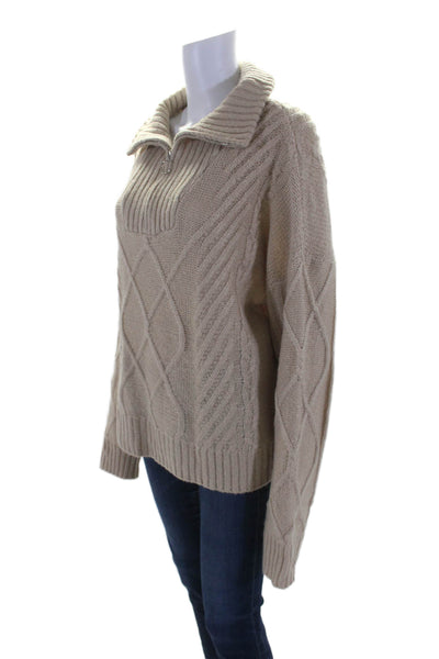 SNDYS. Womens Long Sleeve Quarter Zip Mock Neck Sweater Brown Size Large