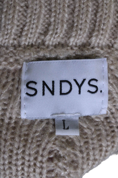 SNDYS. Womens Long Sleeve Quarter Zip Mock Neck Sweater Brown Size Large