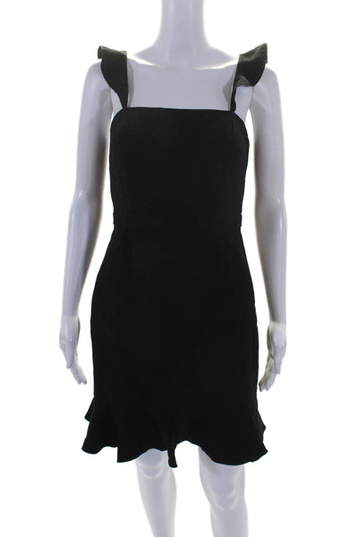 Rachel Zoe Womens Sleeveless High Waist Ruffled Trim Dress Black Size 4