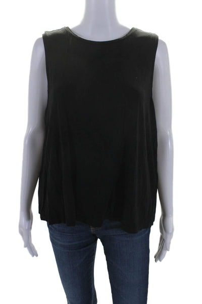 Eileen Fisher Womens Round Neck Sleeveless Tank Top Black Size L