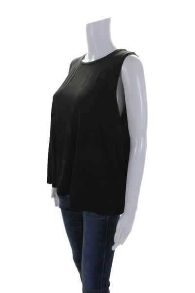 Eileen Fisher Womens Round Neck Sleeveless Tank Top Black Size L