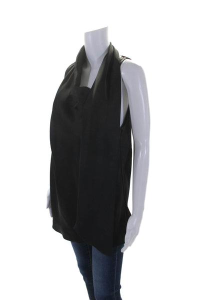 Halston Womens Sleelveless Cowl Neck Drape Tank Blouse Black Size 18