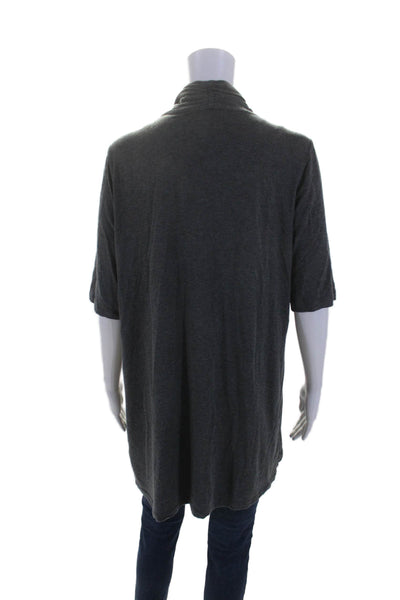 Eileen Fisher Womens Short Sleeve Open Front Cardigan Gray Size L