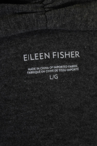 Eileen Fisher Womens Short Sleeve Open Front Cardigan Gray Size L