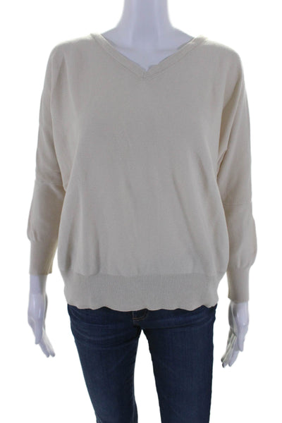 Ba&Sh Womens V Neck Buttoned Long Sleeve Knit Sweater Top Beige Size 1